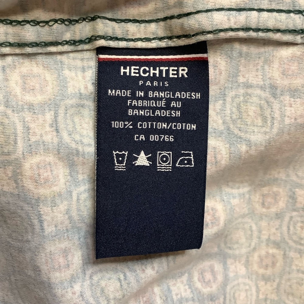 Daniel Hechter Paris Teal Geometric Printed 100% Cotton Shirt Size L - Picture 11 of 15